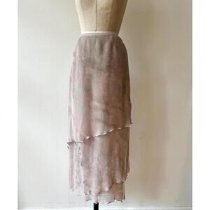 Vintage 1990s Italian Tye Dye Mesh Tiered Skirt